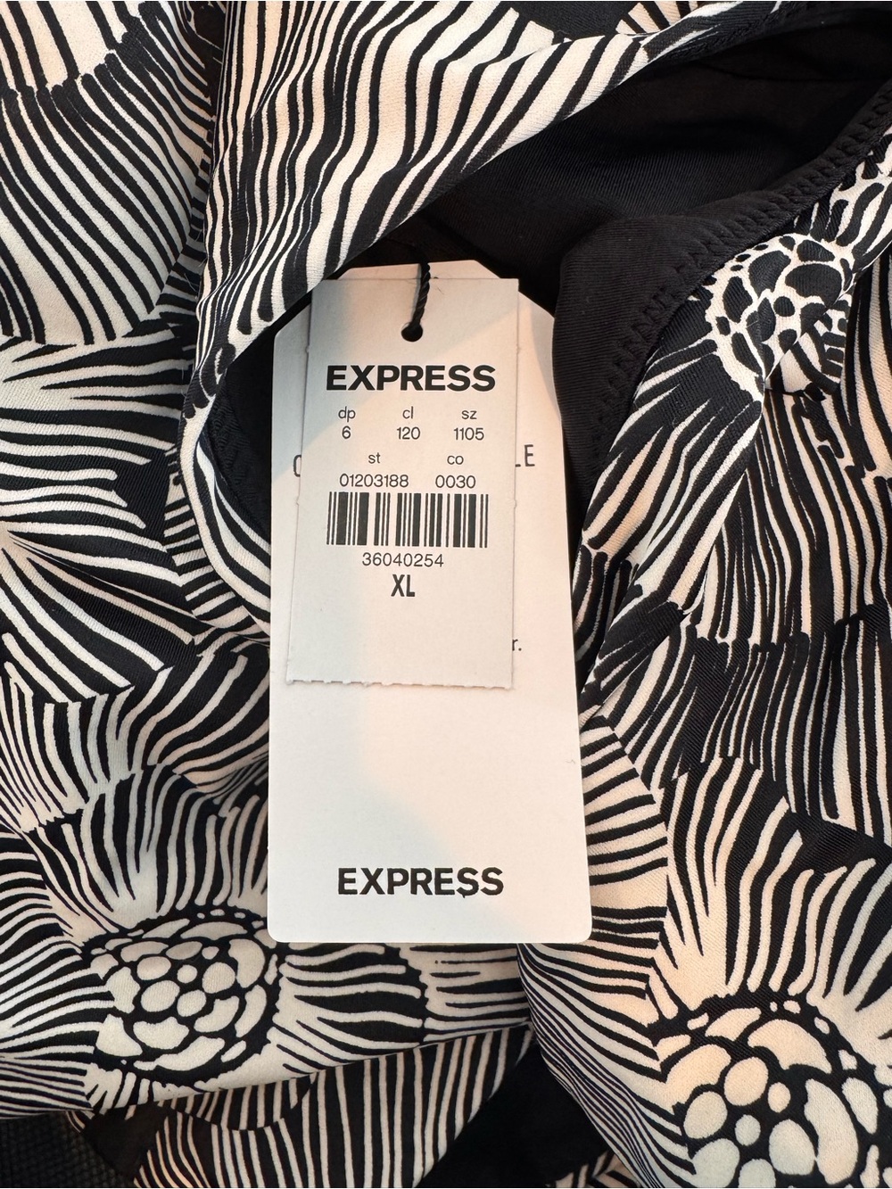 NWT Express Black and White Floral One-Piece Swimsuit - Picture 6 of 6